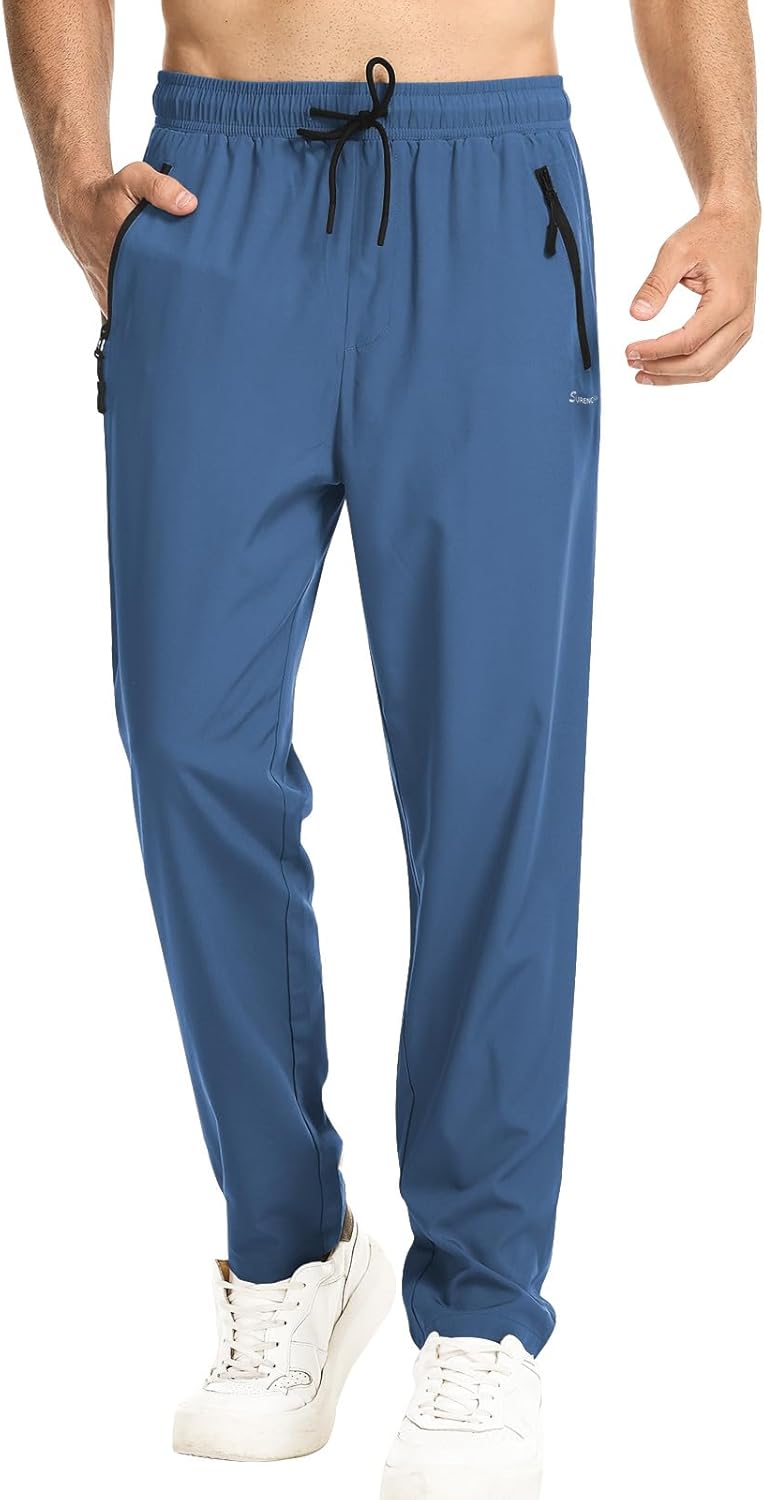 Surenow Men’s Athletic Pants Elastic Waist Quick-Dry Lightweight Pants Workout Outdoor Sweatpants with Zipper Pockets Surenow Men’s Athletic Pants Elastic Waist Quick-Dry Lightweight Pants Workout Outdoor Sweatpants with Zipper Pockets