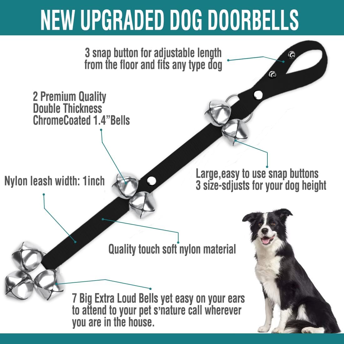 BLUETREE Dog Doorbells Premium Quality Training Potty Great Dog Bells Adjustable Door Bell Dog Bells for Potty Training Your Puppy The Easy Way - 7 Extra Large Loud 1.4 DoorBells - Image 2