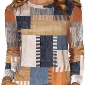 Misakia Long Sleeve Tunic Tops for Women Crew Neck Pleated T-Shirts Business Work Blouses Fall 2025 Clothes