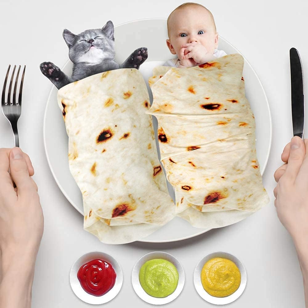 Burrito Baby Blanket, Tortilla Swaddle Blanket, Taco Blanket for Newborn Toddler, 285 GSM Soft Flannel Wearable Wrap Funny Gifts for Baby Shower & First Christmas Boy Girl 0-3 6 9 Months - Image 2