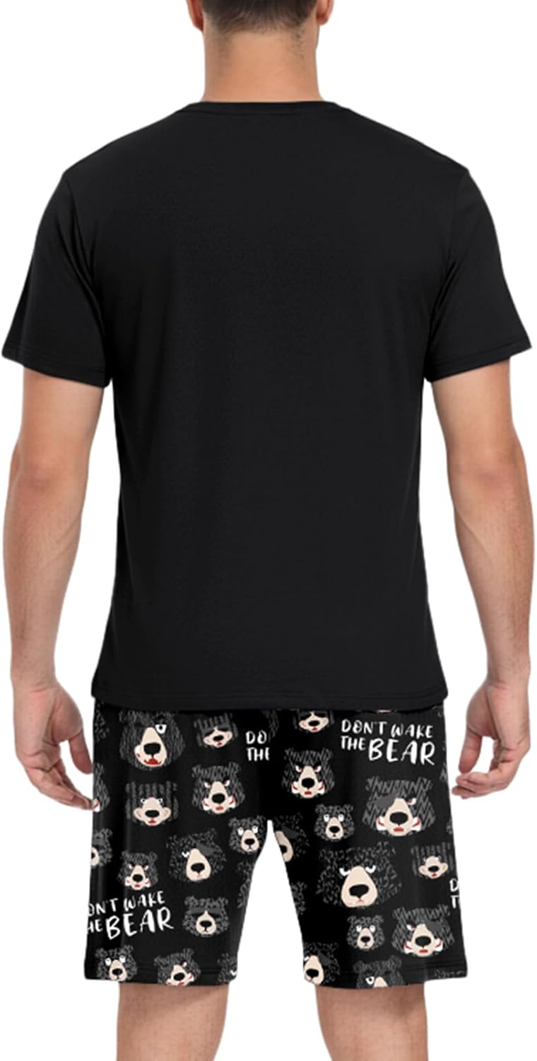 PrinStory Men Pajama Set Summer Pjs Sleepwear Short Sleeve Graphic Tee and Printed Shorts Novelty Loungewear With Pocket - Image 5