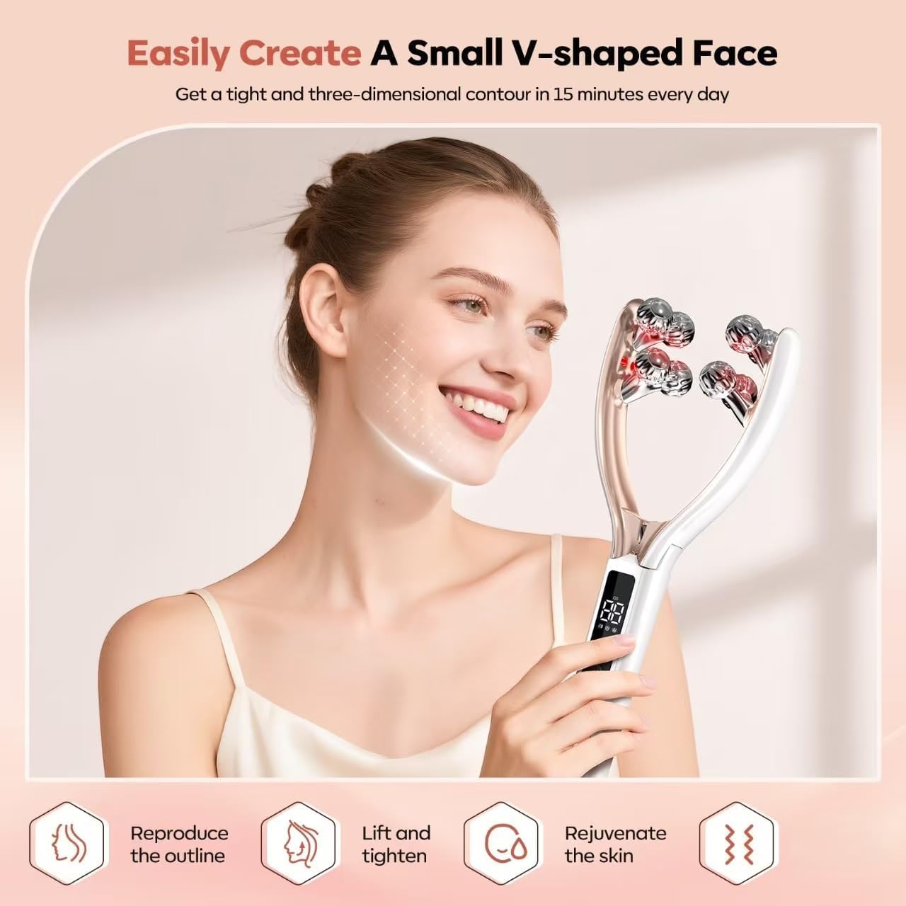 Doge&Vollar Facial Massager Face and Neck | Shaper & Slimmer for Women | Korean Skin Care | Lymphatic Contour Face Brush Face Roller Lymphatic Drainage | Rechargeable for Home & Travel Use - Image 3