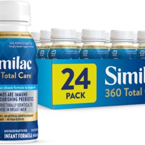 Similac 360 Total Care Infant Formula, Has 5 HMO Prebiotics, Our Closest Prebiotic Blend to Breast Milk, Non-GMO, Baby Formula, Ready to Feed, 8-fl-oz Bottle, Pack of 24