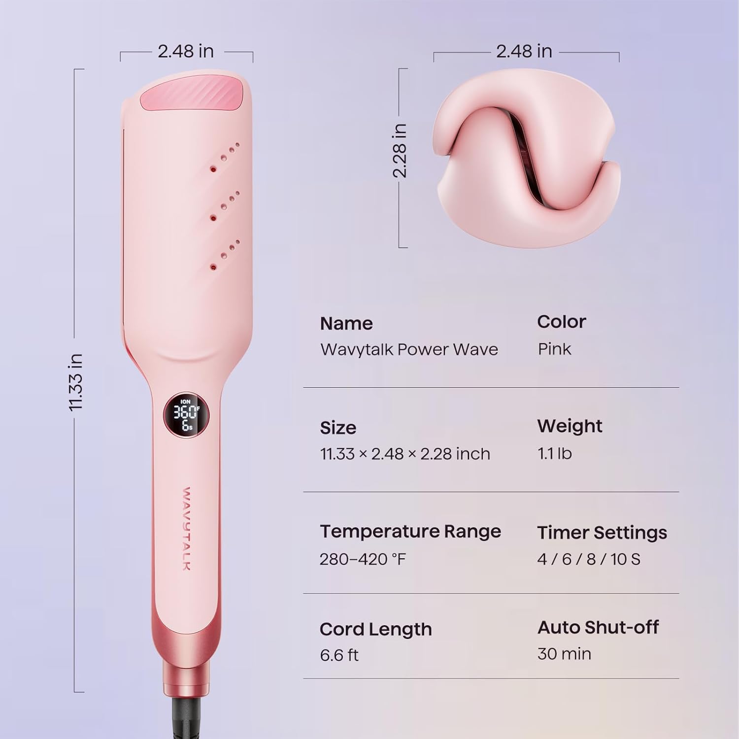 Wavytalk Power Wave Hair Crimper, Curling Iron Hair Crimper Waver, Ventilation Design for Less Damage, Ionic Reduces Frizz, Effortless-Waver, Dual Voltage Crimping Iron, Pink - Image 7