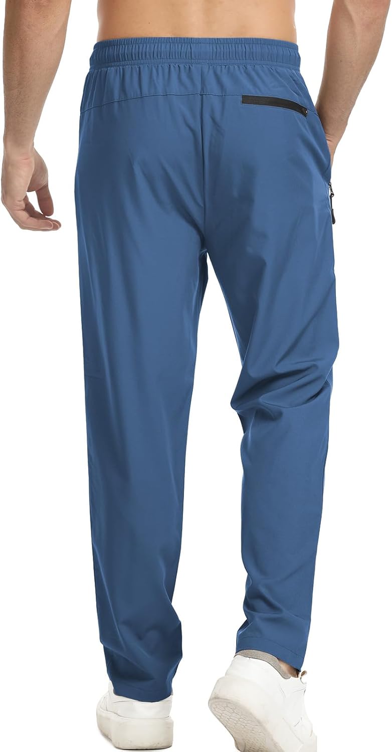 Surenow Men's Athletic Pants Elastic Waist Quick-Dry Lightweight Pants Workout Outdoor Sweatpants with Zipper Pockets - Image 2