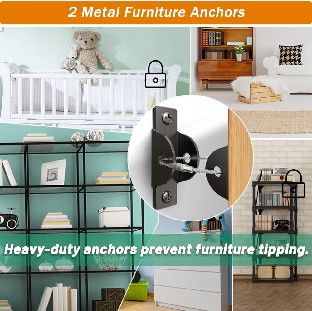 Baby Proofing Kit 60 Packs- Child Proof Essentials Set with Invisible Cabinet & Drawer Locks, Corner Protectors, Furniture Anchors and Outlet Covers Baby Safety Products - Complete House Proof Pack - Image 6