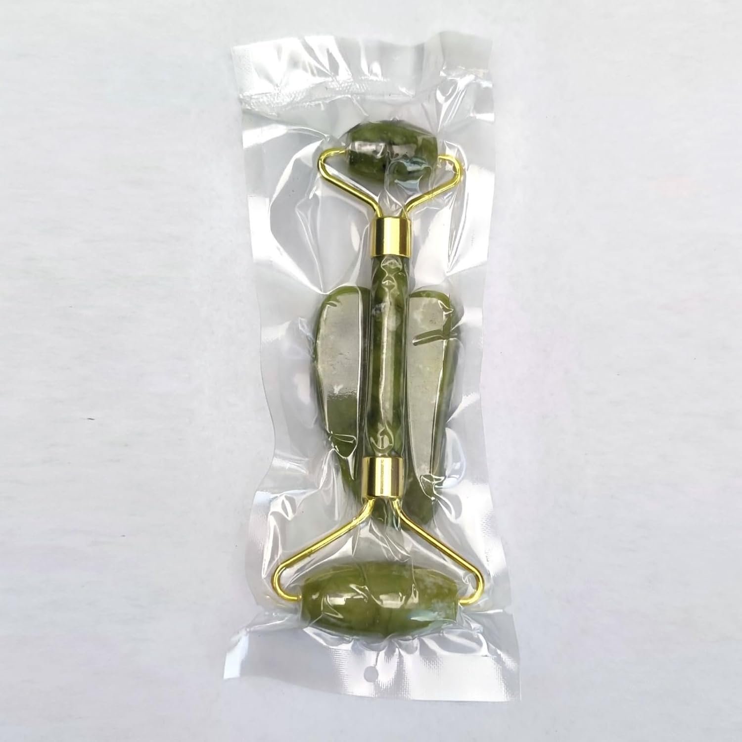 Stone Facial Massage Roller and Gua Sha Set Body Meridian Redness Skin Care Self Care for Men Women Massager for Face Eyes Neck Relieve Fine Lines and Wrinkles Quartz Home Massage 2-Sets Angle Green 4 - Image 2
