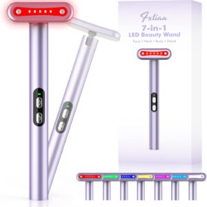 Light-Therapy-Wand, Red Light Therapy for Face and Neck Facial Wand 7 in 1 Led Beauty Wand Red & Blue Rejuvenation Face & Eye Massager Skincare Tool