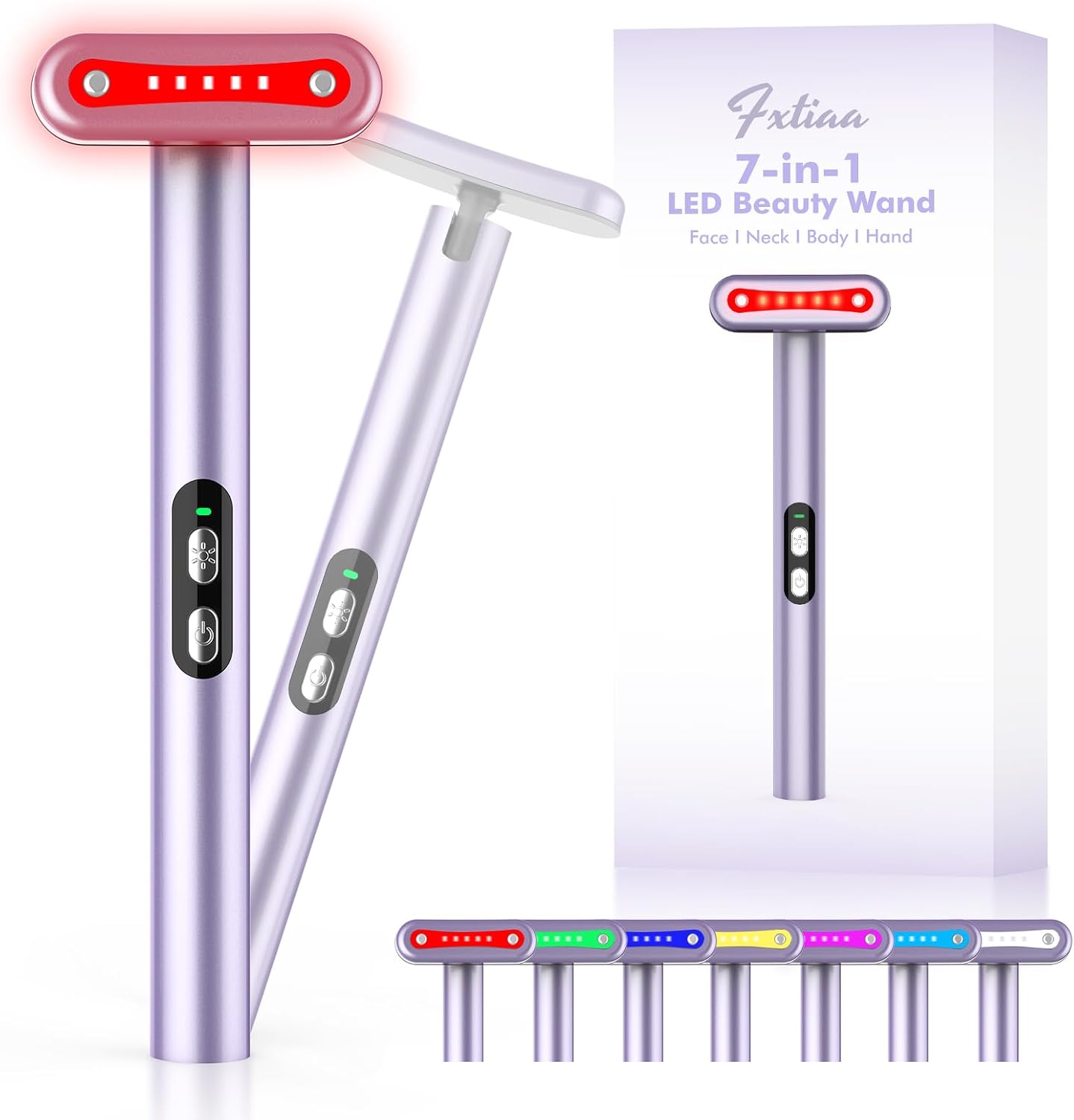 Light-Therapy-Wand, Red Light Therapy for Face and Neck Facial Wand 7 in 1 Led Beauty Wand Red & Blue Rejuvenation Face & Eye Massager Skincare Tool Light-Therapy-Wand, Red Light Therapy for Face and Neck Facial Wand 7 in 1 Led Beauty Wand Red & Blue Rejuvenation Face & Eye Massager Skincare Tool