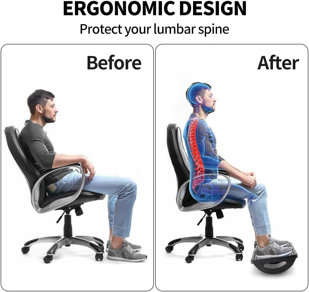 CasaZenith Foot Rest for Under Desk at Work - Ergonomic Foot Stools for Under Office Desk - Rocking Footrest with Roller Massager - Leg Rest for Chair, Computer Gaming -13" L x 9.6" W x 5" H - Image 4