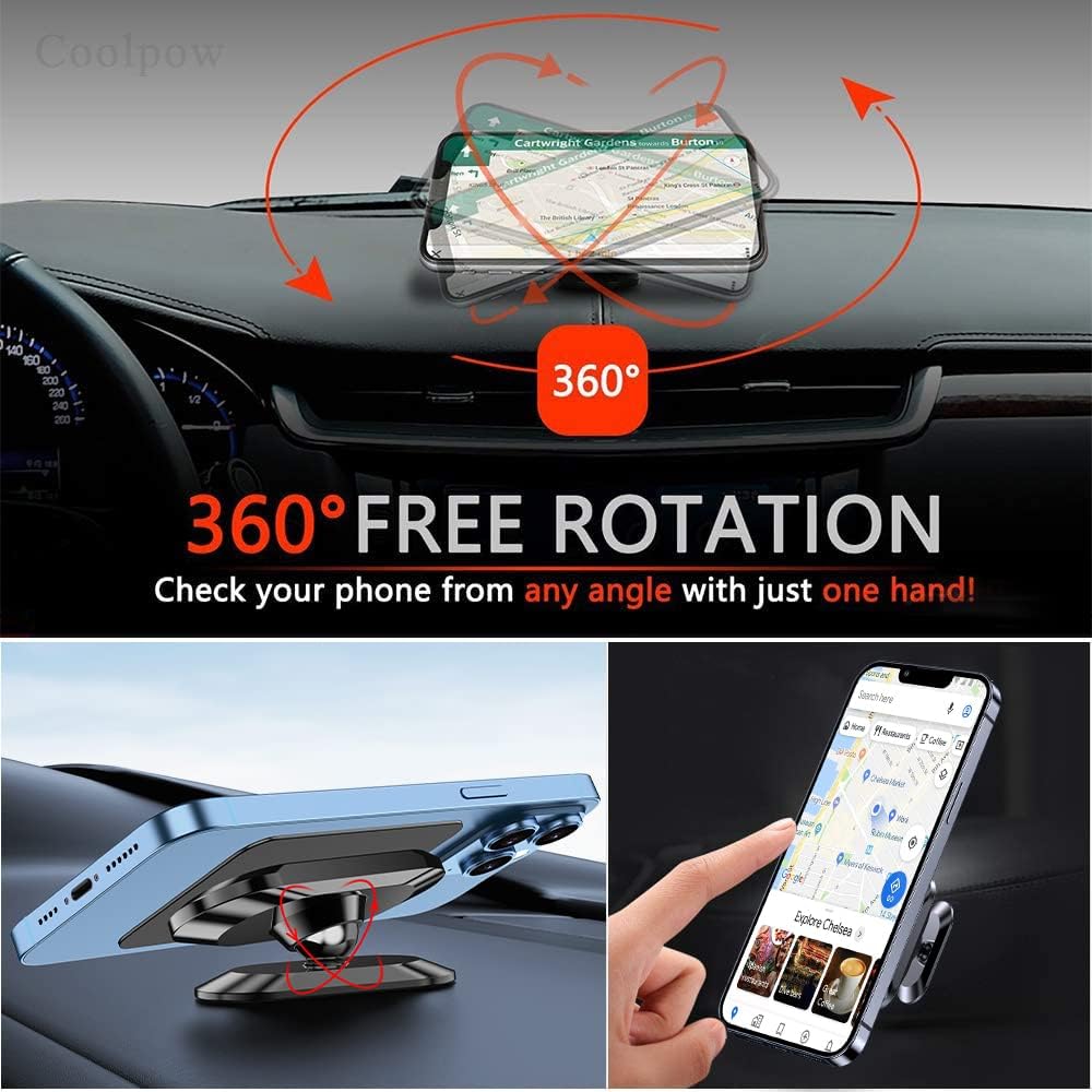 【2-Pack】 Magnetic Phone Holder for Car Dash【Strong Magnet】 Magnetic Car Phone Holder Mount 【4 Plate】 Phone Holders for Your Car Phone Mount for Car Dashboard Cell Phone Car Mount for iPhone Samsung - Image 6
