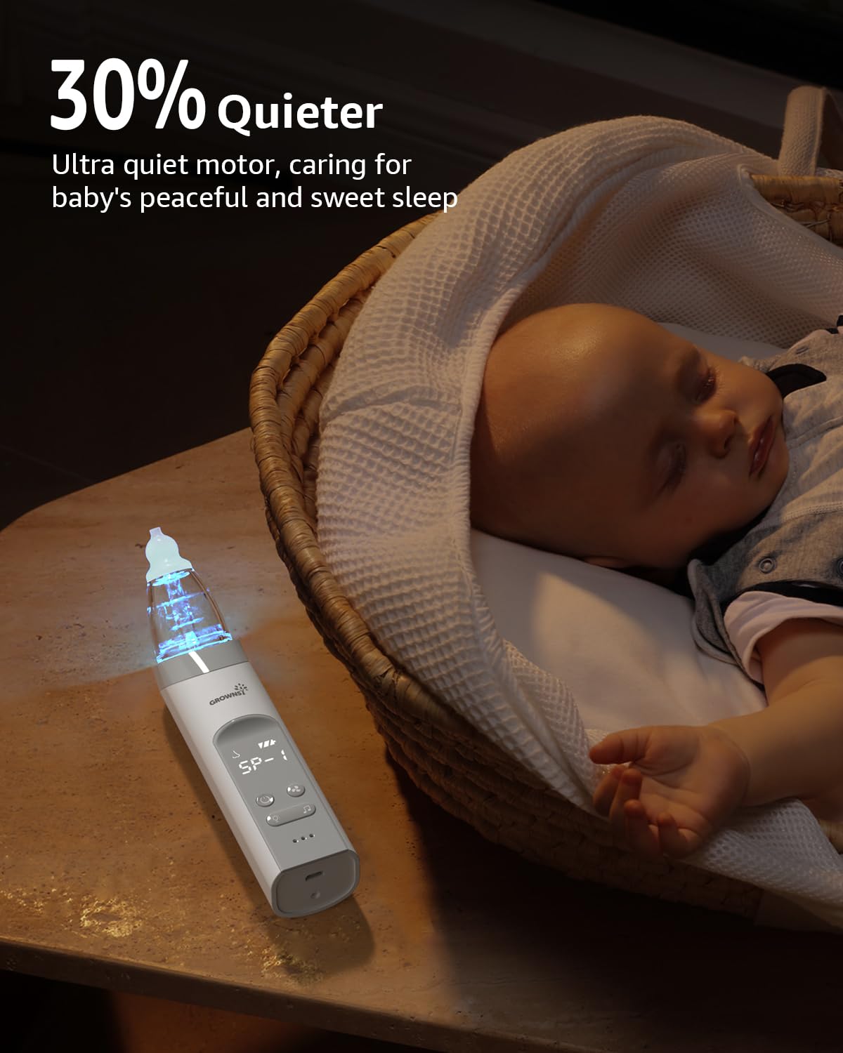 GROWNSY Nasal Aspirator for Baby, Electric Baby Nose Sucker with Larger Suction Chamber and More Powerful Suction, Automatic Nose Cleaner with Music and Light Soothing Function - Image 8