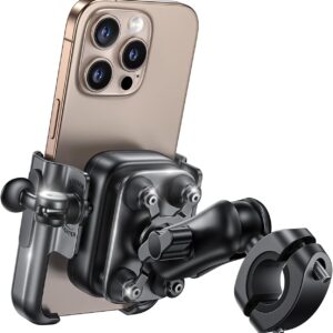 Lamicall Motorcycle Phone Mount Holder – [All Metal] [Anti Shake] [Extendable Arm] Bike Phone Holder Handlebar Clamp, Bicycle Cell Phone Mount, Gifts for iPhone 17 16 Pro Max, Galaxy, 4.7-7.2″ Phones