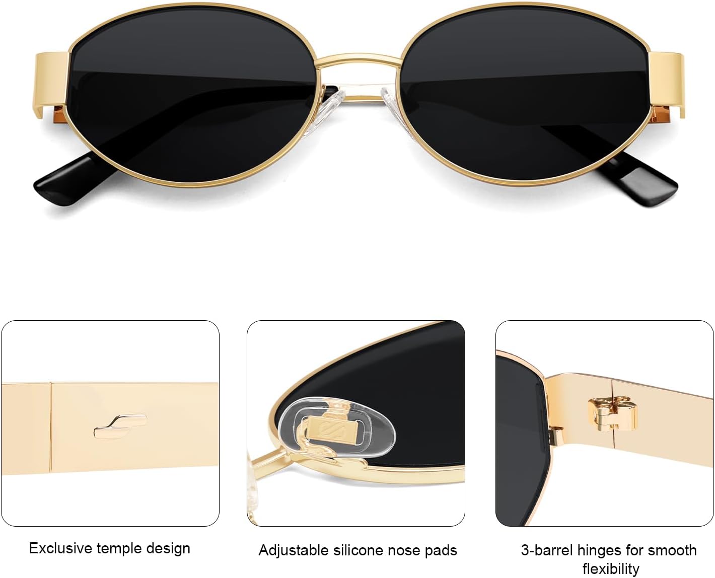 SOJOS Retro Oval Sunglasses for Women Trendy Classic Shades UV400 Protection SJ1256 - Image 5