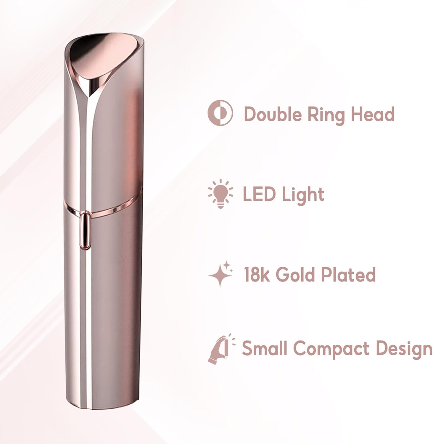 innobeaut Facial Hair Removal for Women, Electric Painless Facial Hair Remover for Face, Lip, Chin with USB Rechargeable and 2 Replacement Heads,Rose Gold - Image 2