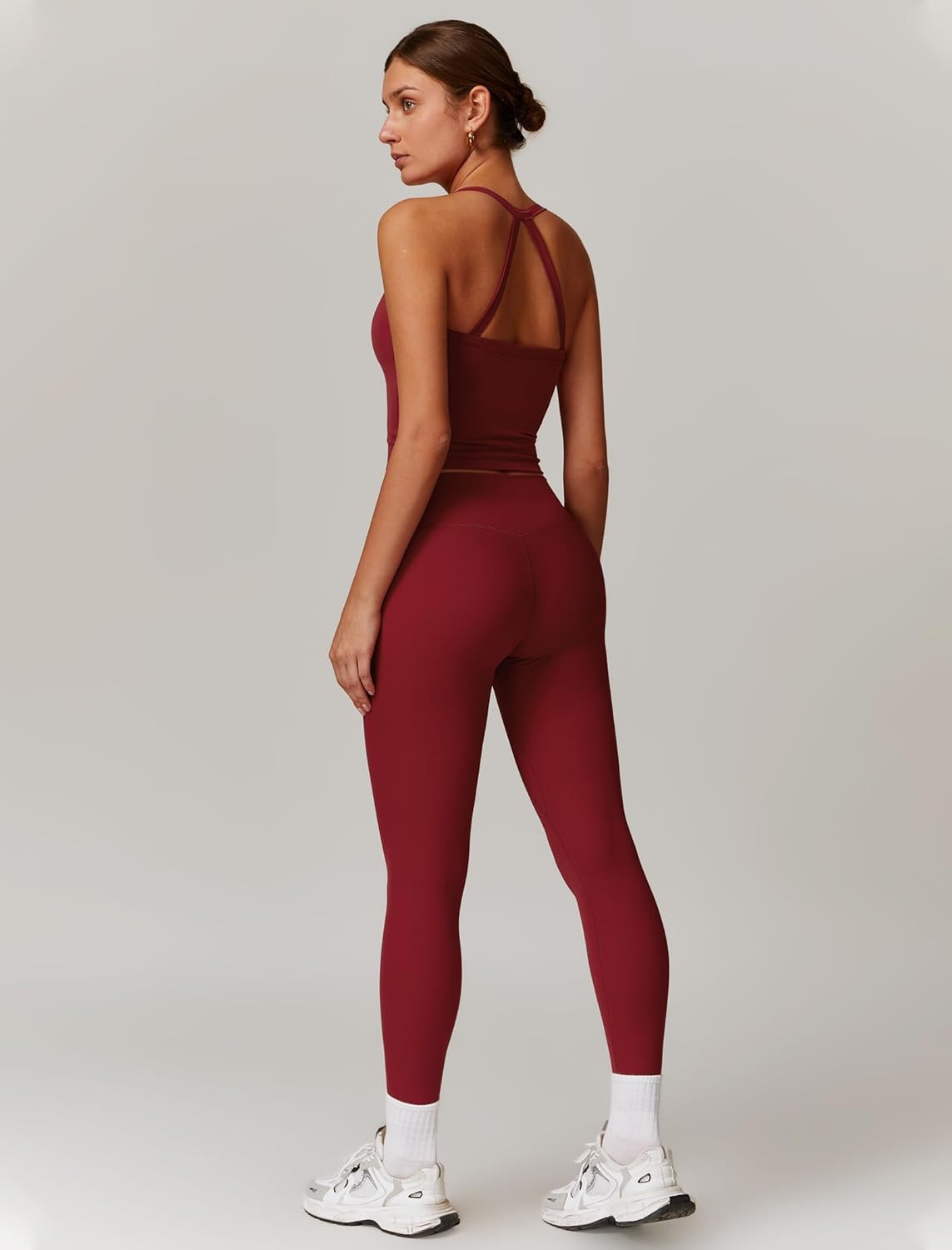 QBGJTD Womens Workout Sets Two Piece Cross Back Tank Top Matching High Waist Leggings Sets Gym Outfits Work Out Clothes - Image 4