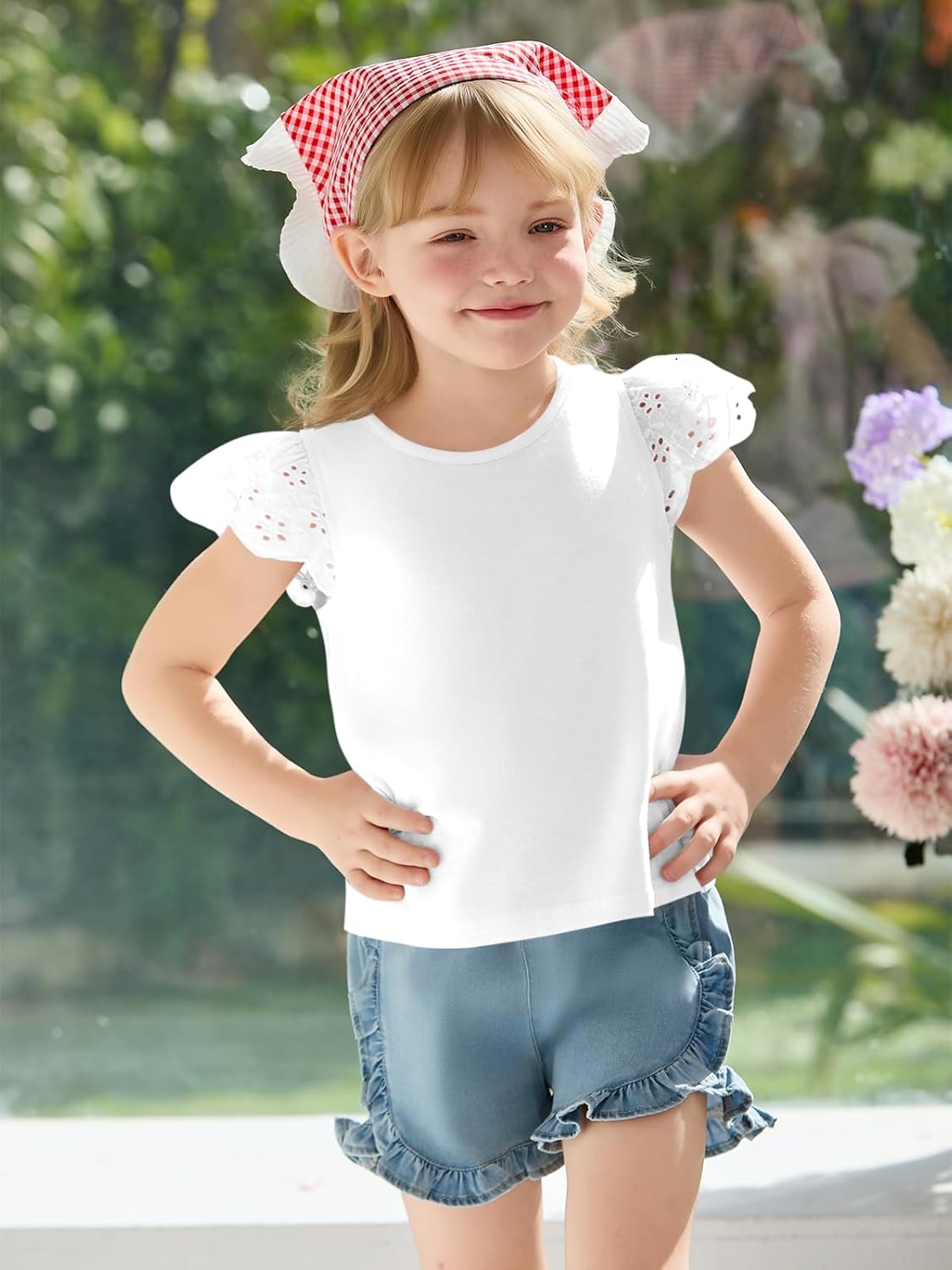 Haloumoning Toddler Baby Girl Ruffle Short Sleeve T Shirts Kids Crew Neck Casual Tops Blouses Basic Tee 9M-8Y - Image 5