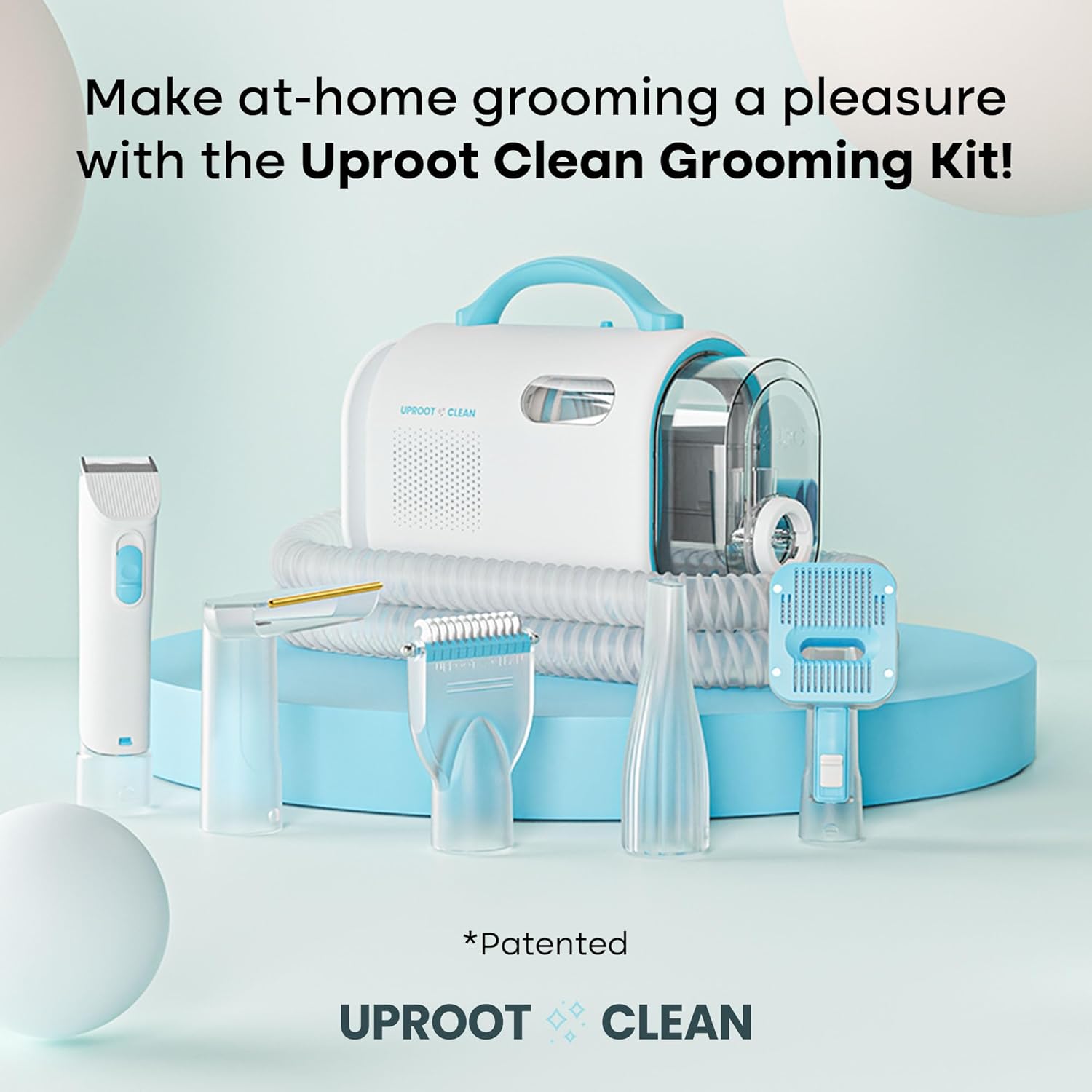 Uproot Clean Pet Groomer Vacuum Kit 7 in 1 - Cat & Dog Grooming Kit with Brush, Detangle, Deshed, Trim, Clean, & Dry Attachments - Complete Cat & Dog Grooming Vacuum for Shedding Pets - Image 2