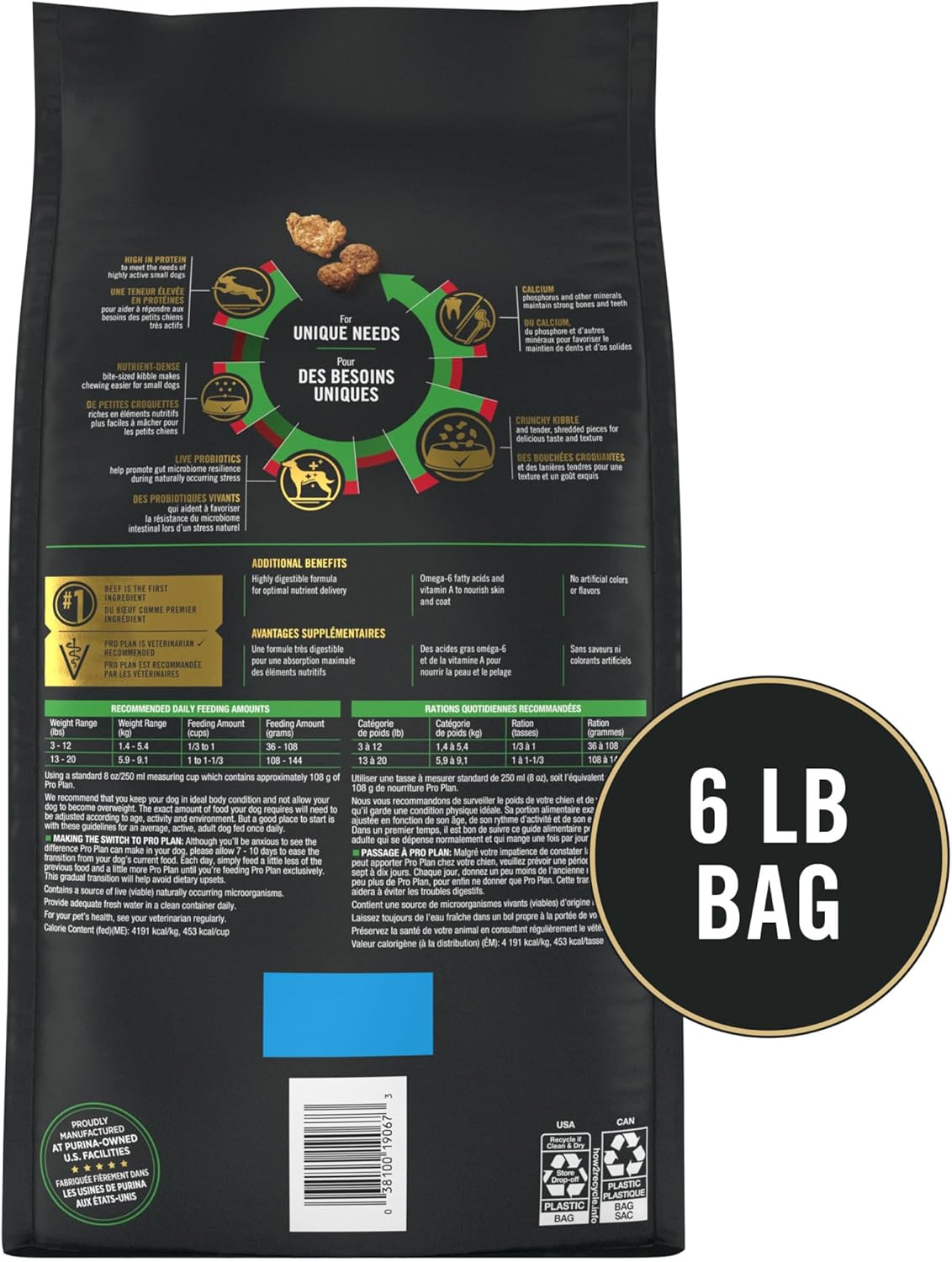 Purina Pro Plan Small Breed Dry Dog Food, Shredded Blend Beef and Rice Formula With Guaranteed Live Probiotics - 6 lb. Bag - Image 7