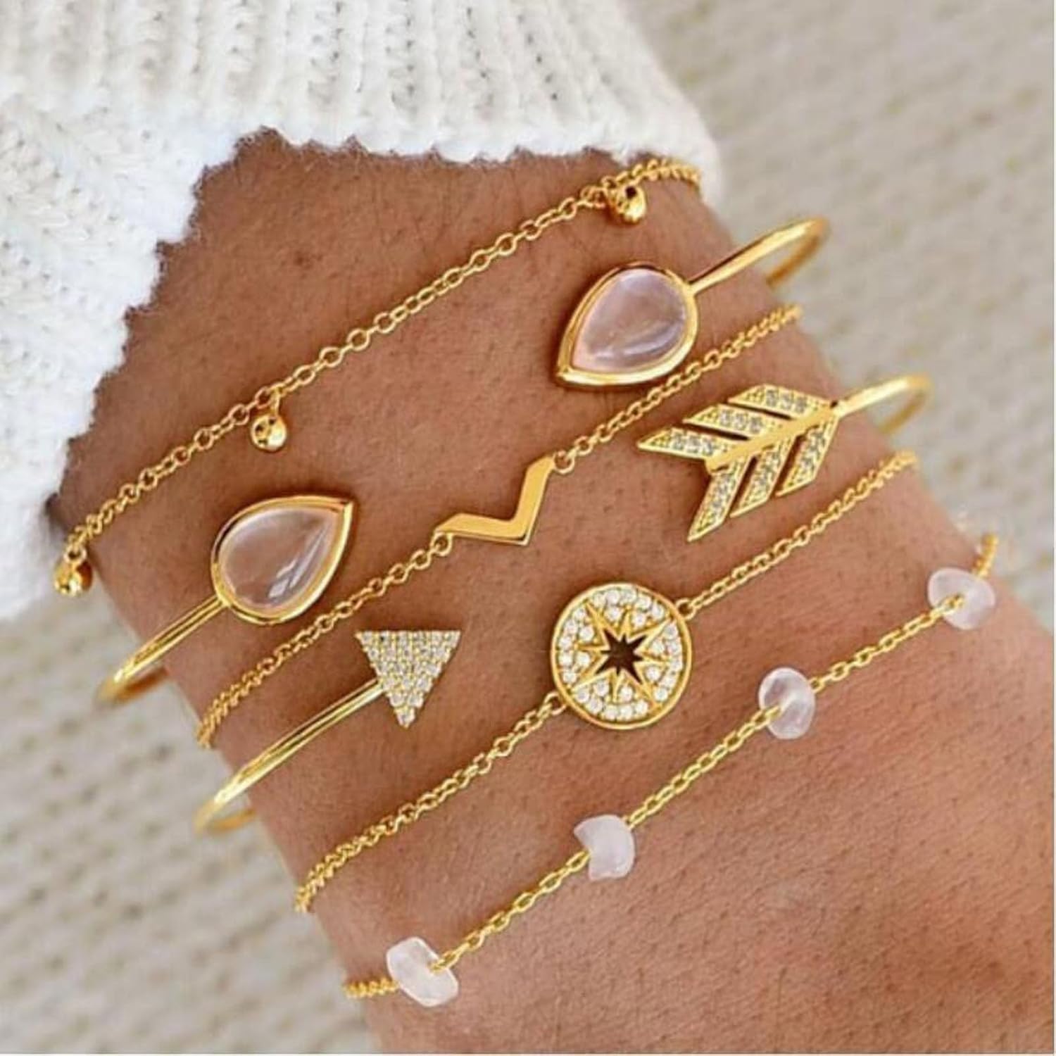 NEWITIN 69 Pieces Gold Jewelry Set for Women Fashion Costume Jewelry Gold Plated Necklace Bracelet Earrings Set for Women - Image 6
