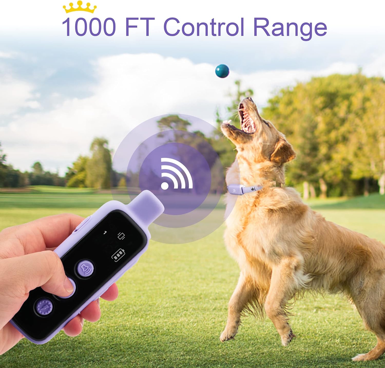 Bousnic Dog Shock Collar for 2 Dogs - (8-120lbs) Waterproof Rechargeable Electric Dog Training Collar with Remote for Small Medium Large Dogs with Beep Vibration Safe Shock Modes(Purple) - Image 4