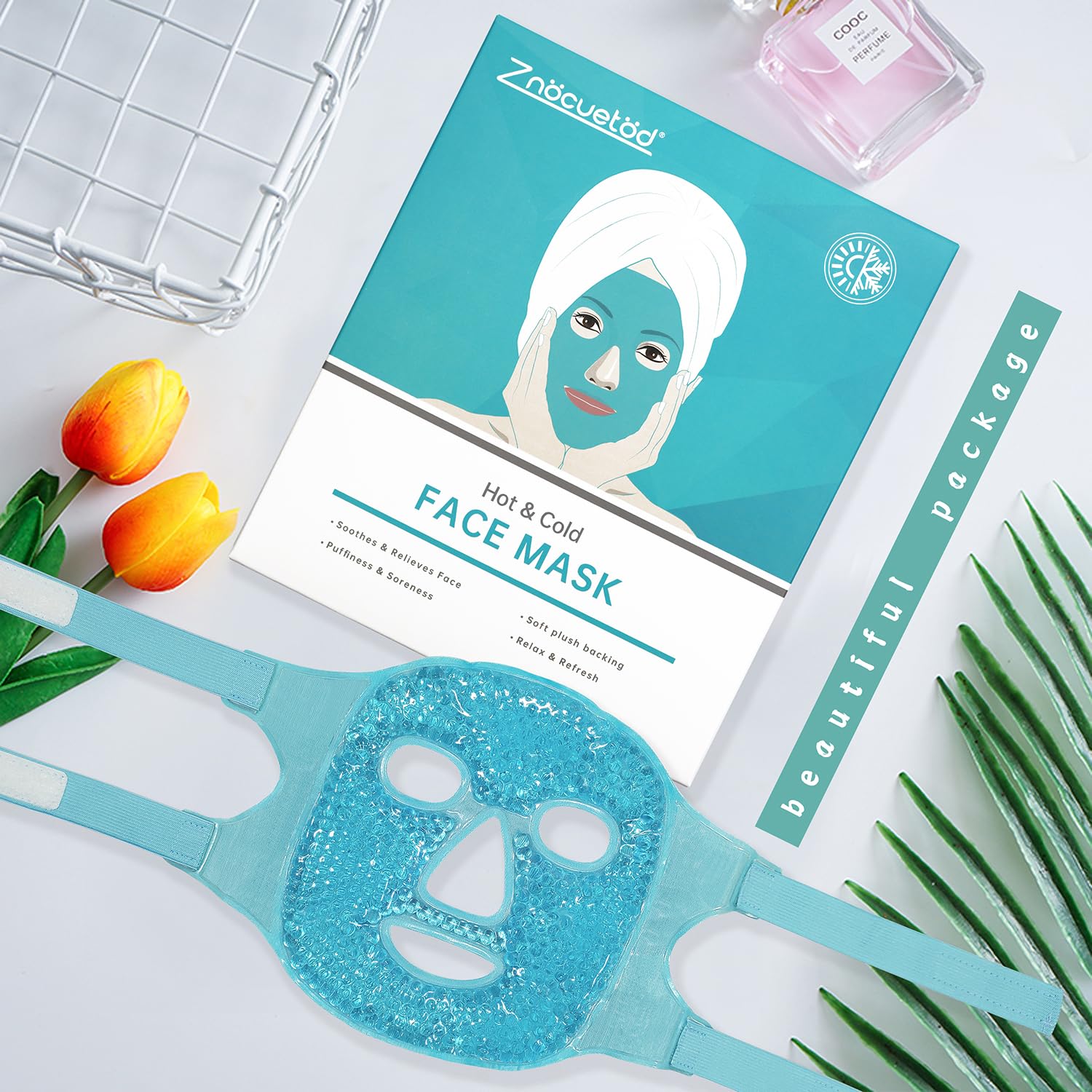 ZNÖCUETÖD Cold Face Eye Mask Ice Pack Reduce Facial Puff, Dark Circles, Gel Hot Heat Cold Compress Pack, Face SPA Gift for Woman Sleeping, Pressure, Headaches, Skin Care, Post Laser Cosmetic Care - Image 4
