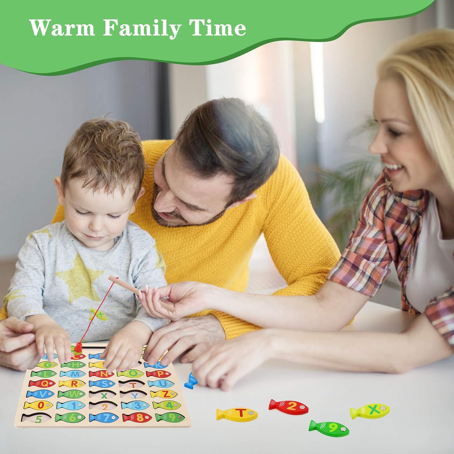 Magnetic Wooden Fishing Game Toy for Toddlers, Alphabet Fish Catching Counting Games Puzzle with Numbers and Letters, Preschool Learning ABC Math Educational Toys 3 4 5 Years Old Girl Boy Kids - Image 7