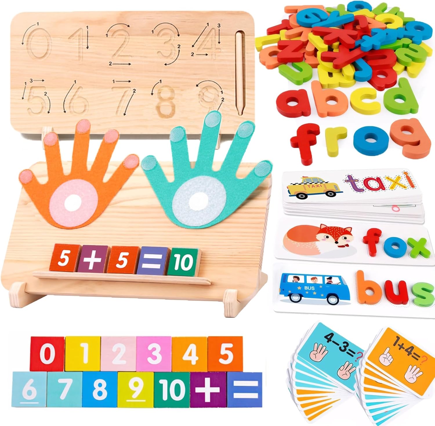 Montessori Math & Spelling Learning Toys for Kids 3+ Years -Wooden Number Counting Blocks, ABC Letter Matching Game, Math Manipulatives, Preschool Educational Toys, Homeschool Supplies, Gift for Kids Montessori Math & Spelling Learning Toys for Kids 3+ Years -Wooden Number Counting Blocks, ABC Letter Matching Game, Math Manipulatives, Preschool Educational Toys, Homeschool Supplies, Gift for Kids
