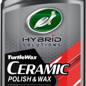 Turtle Wax Hybrid Solutions Ceramic Car Polish and Wax, Light Scratch Remover, Durable Paint Protection, Extreme Water Beading, High Gloss Shine, Hand or Machine Polisher Use, 14 oz (Pack of 1)