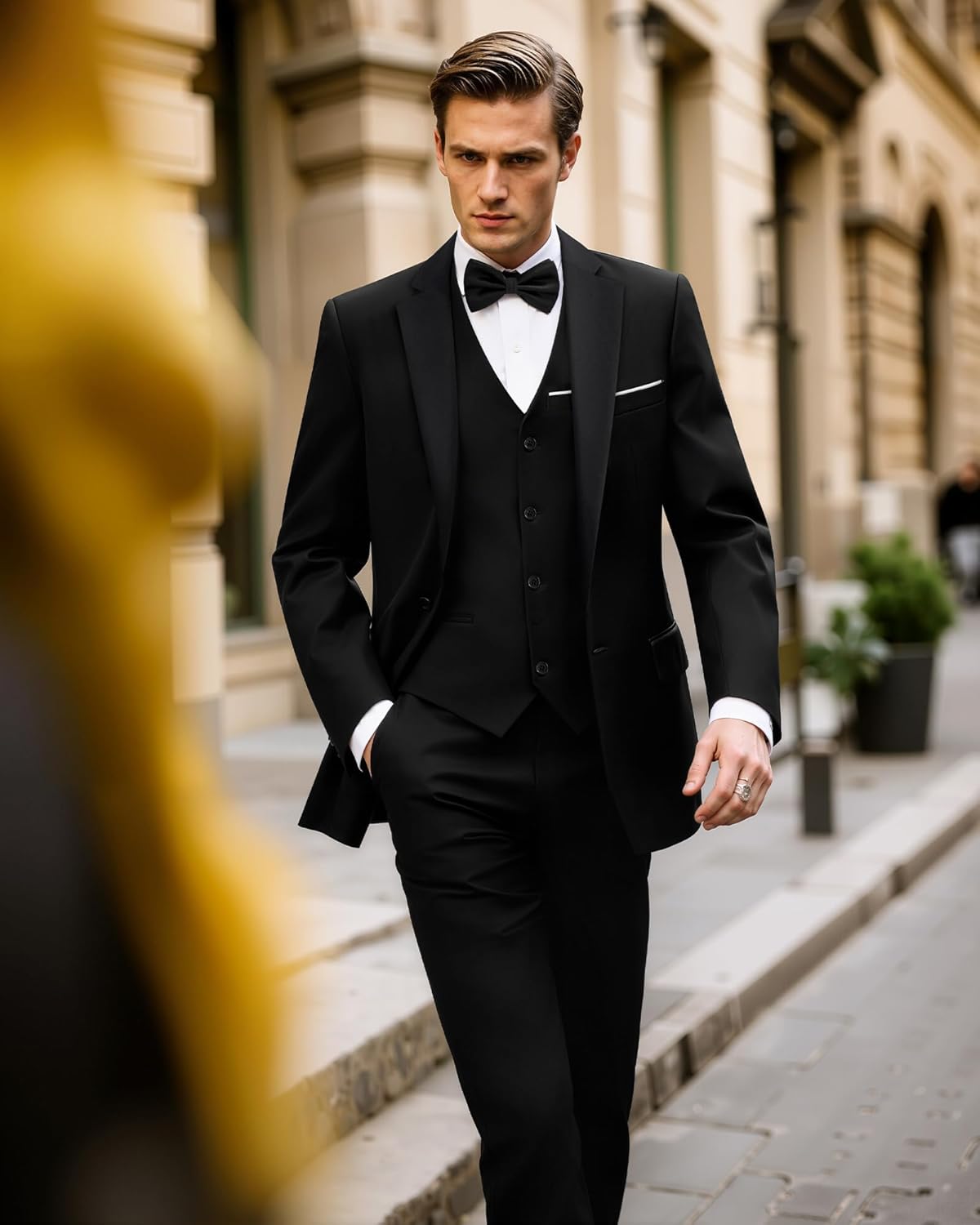 MAGE MALE Men's 3 Pieces Suit Elegant Solid One Button Slim Fit Single Breasted Party Blazer Vest Pants Set - Image 4