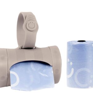 Ubbi Retractable Bag Dispenser for Diaper Bag, Portable Bag Holder for Travel, Newborn Baby Essentials, Diaper Bag Must Have, Includes 24 Lavender Scented Bags, Taupe