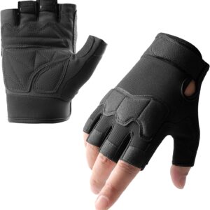 SUJAYU Fingerless Outdoor Gloves for Men Women, Knuckle Protection for Cycling Hiking Bicycle Riding, Motorcycle Gloves for Men Women