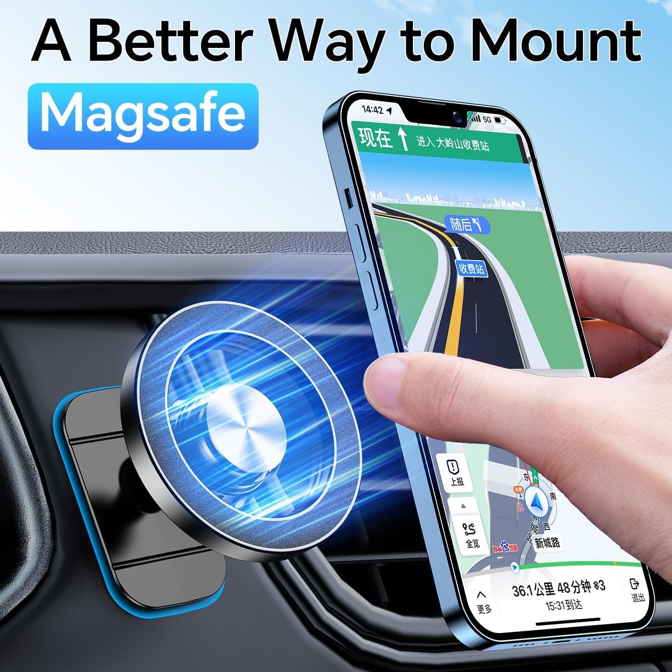 Kaistyle for Magsafe Car Mount【Strong Magnets】Magnetic Phone Holder for Car Phone Holder Mount Dash Mounted Holders Phone Holders for Your Car Accessories for Women Men for iPhone 17 Pro Max 16 15 14 - Image 3