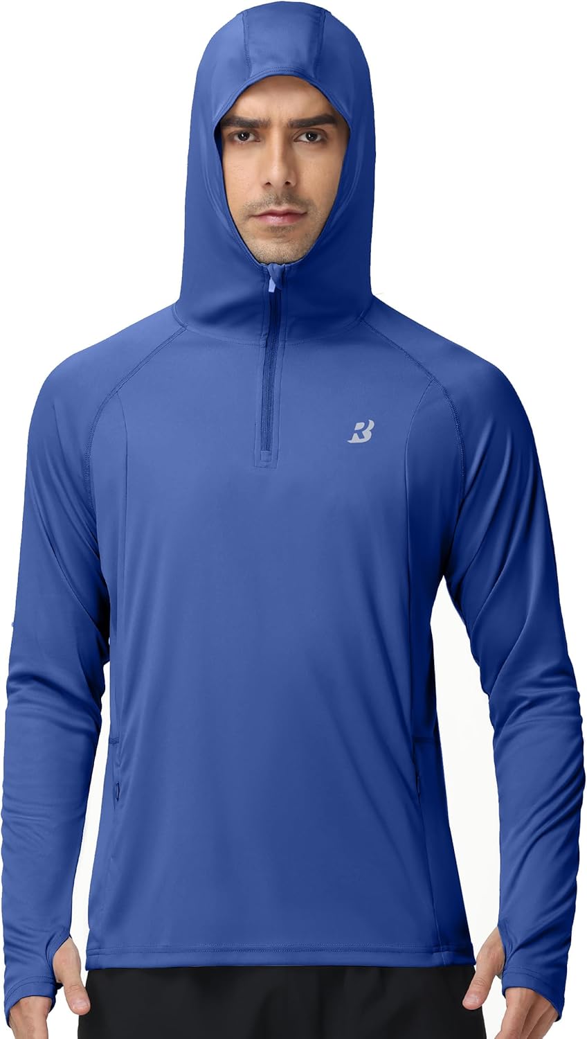 Roadbox UPF 50+ Sun Hoodie for Men, 1/4 Zip Fishing Shirt with Long Sleeve UV Protection for Outdoor Hiking - Image 2