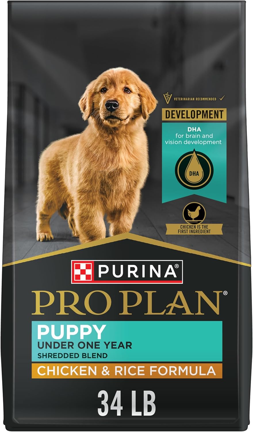 Purina Pro Plan High-Protein Puppy Food Shredded Blend Chicken and Rice Formula Dry Dog Food, 34 lb. Bag Purina Pro Plan High-Protein Puppy Food Shredded Blend Chicken and Rice Formula Dry Dog Food, 34 lb. Bag