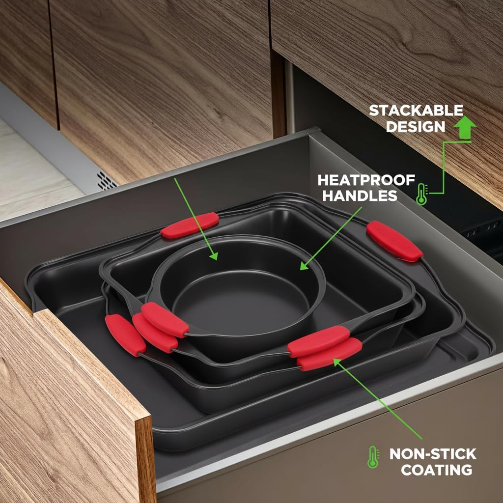 NutriChef Baking Pans Set - 6 Piece Bakeware with Nonstick Carbon Steel for Easy Release and Cleanup, Durable and Versatile Design, Includes Cookie Sheet, Loaf Pan, Muffin Tin & More - Image 3