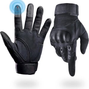 Tactical Gloves for Men, Shooting & Motorcycle Gloves with Hard Shell Knuckle Protection & Leather Palm for Airsoft Motorcycle Cycling Paintball Sports Climbing Training Hunting