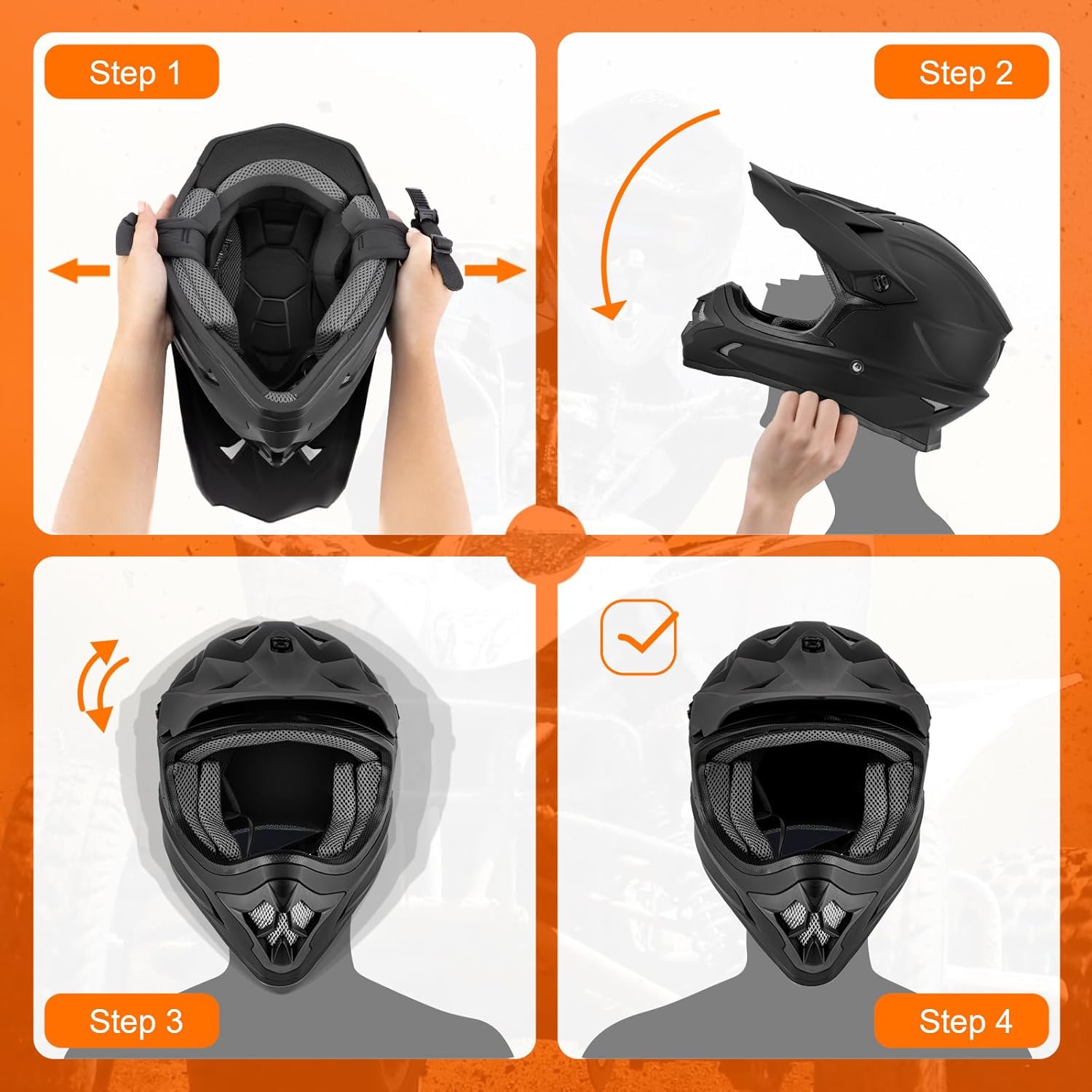 OUMURS Adult ATV Dirt Bike Helmet with Goggles Gloves & Mask Quick Release Buckle Adjustable Sun Visor Motorcycle Adult Helmet Off-Road Motocross Downhill Moped MX for Unisex-Adult - Image 6