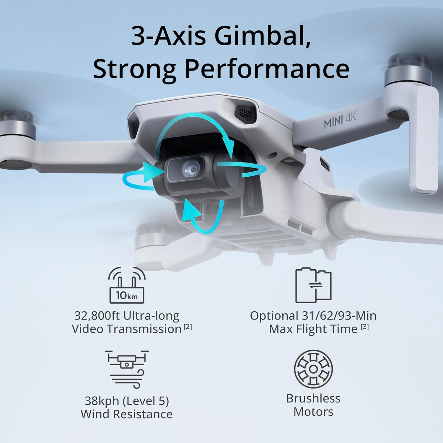 DJI Mini 4K, Drone with 4K UHD Camera for Adults, Under 249 g, 3-Axis Gimbal Stabilization, 10km Video Transmission, Auto Return, Wind Resistance, 1 Battery for 31-Min Max Flight Time - Image 3