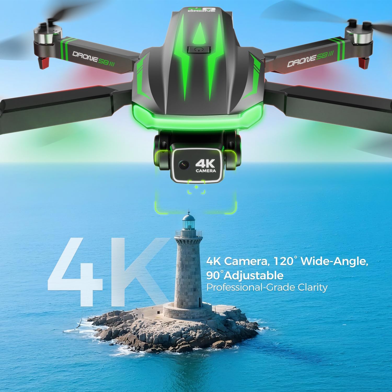 S8 GPS Drones with EIS 4K Camera for Adults kids, 5" Screen on Controller,60 Min Flight Time,Auto Return,Long Range Transmission,Brushless Motor,QuickShots,Foldable and Lightweight Quadcopter with Follow Me,Christmas Toy Birthday Gifts,Under 249g - Image 3