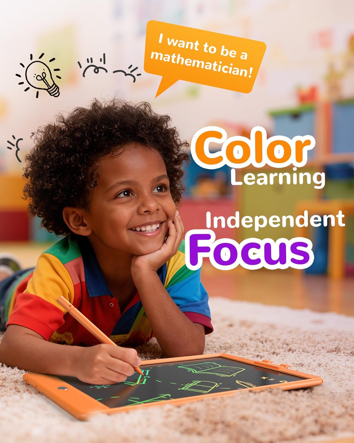 KOKODI LCD Writing Tablet, 10 Inch Colorful Doodle Board Drawing Tablet, Erasable Reusable Electronic Drawing Pads, Educational and Learning Toy for 3-6 Years Old Boy and Girls - Image 4