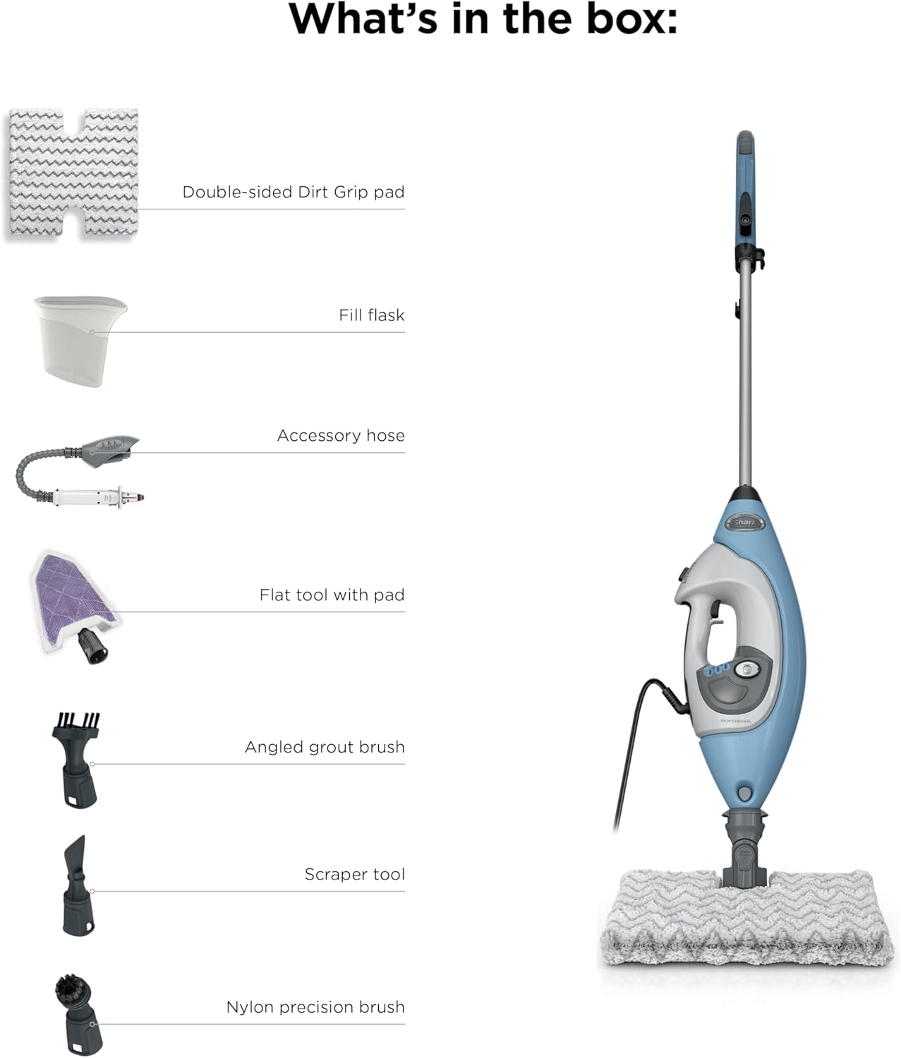 Shark Lift-Away 5-in-1 Steam Mop with Detachable Handheld Steam Cleaner, for Whole Home Cleaning including Sealed Hard Floors, Kitchens, Bathrooms, Upholstery, Cars, Grout & more, Blueberry, S3972BRN - Image 10