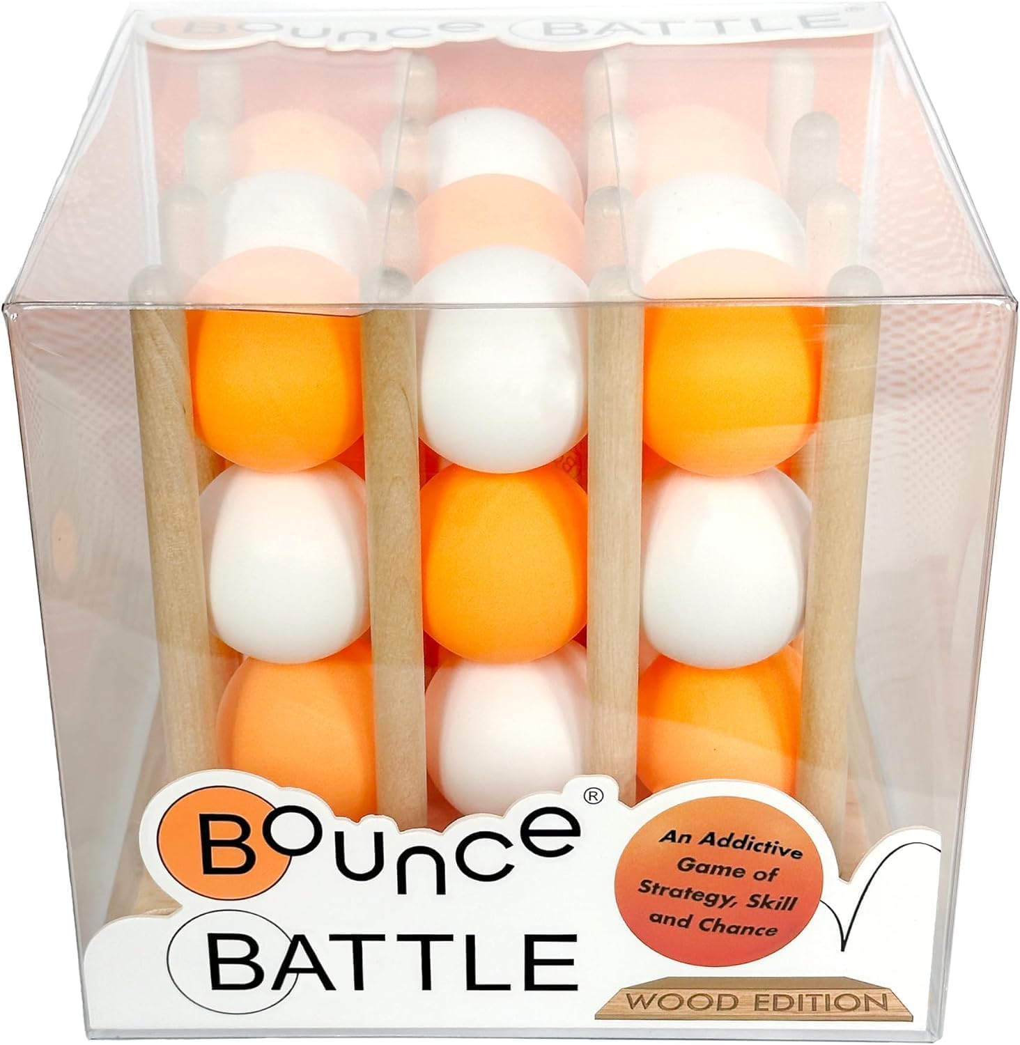 Bounce Battle Wood Edition - Fast-Paced Skill & Strategy Game, Includes 27 Balls & Wooden Cube - Kids 8+ - Image 2