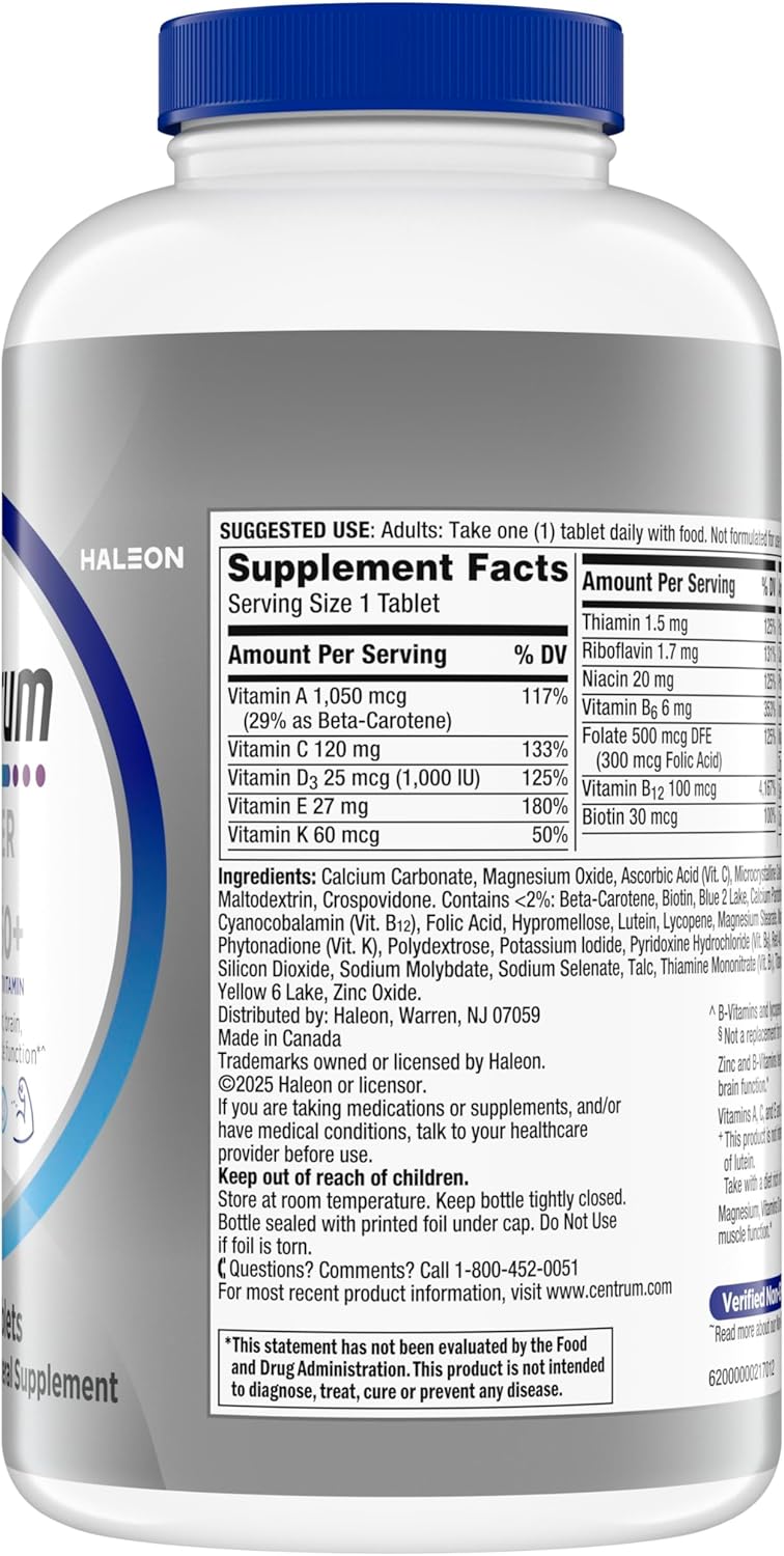 Centrum Silver Men's 50+ Multivitamin with Vitamin D3, B-Vitamins, Zinc for Memory and Cognition - 200 Tablets - Image 13