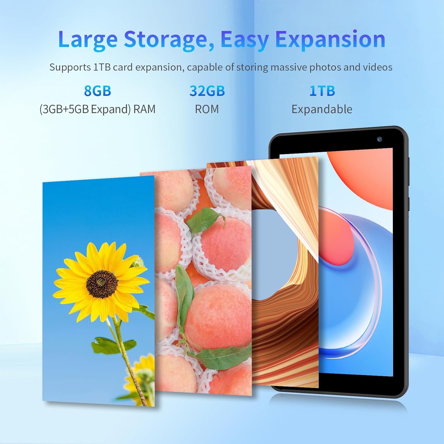 VASOUN Android 15 Tablet 7 inch 2025, 8GB(3GB+5GB Expand) RAM 32GB ROM, 5-Core Processor, Ultra-Portable, 5G WiFi 6, 3500mAh Battery, Kids & Travel Tablet with Case - Image 4