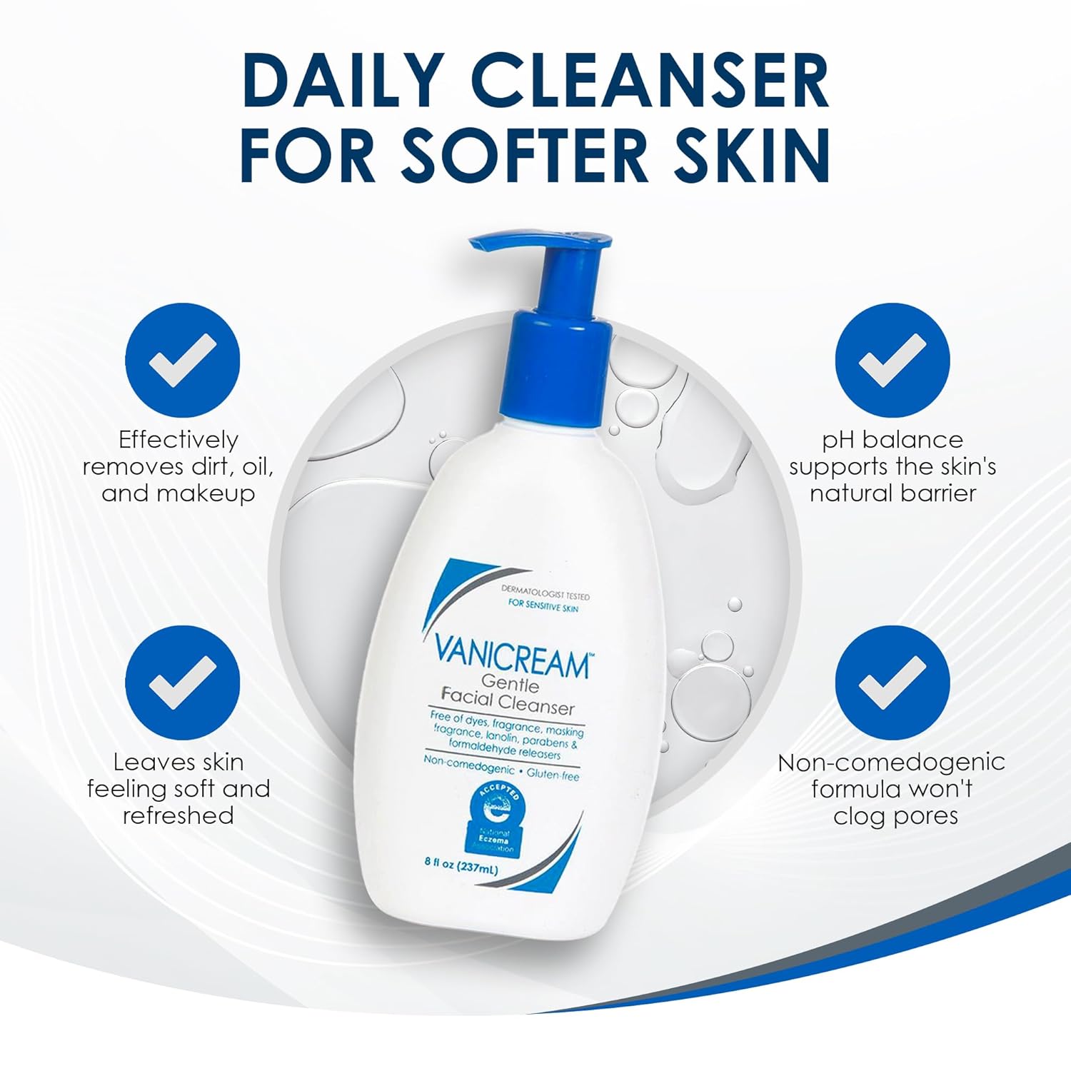 Vanicream Gentle Facial Cleanser with Pump Dispenser - 8 fl oz - Formulated Without Common Irritants for Those with Sensitive Skin - Image 7