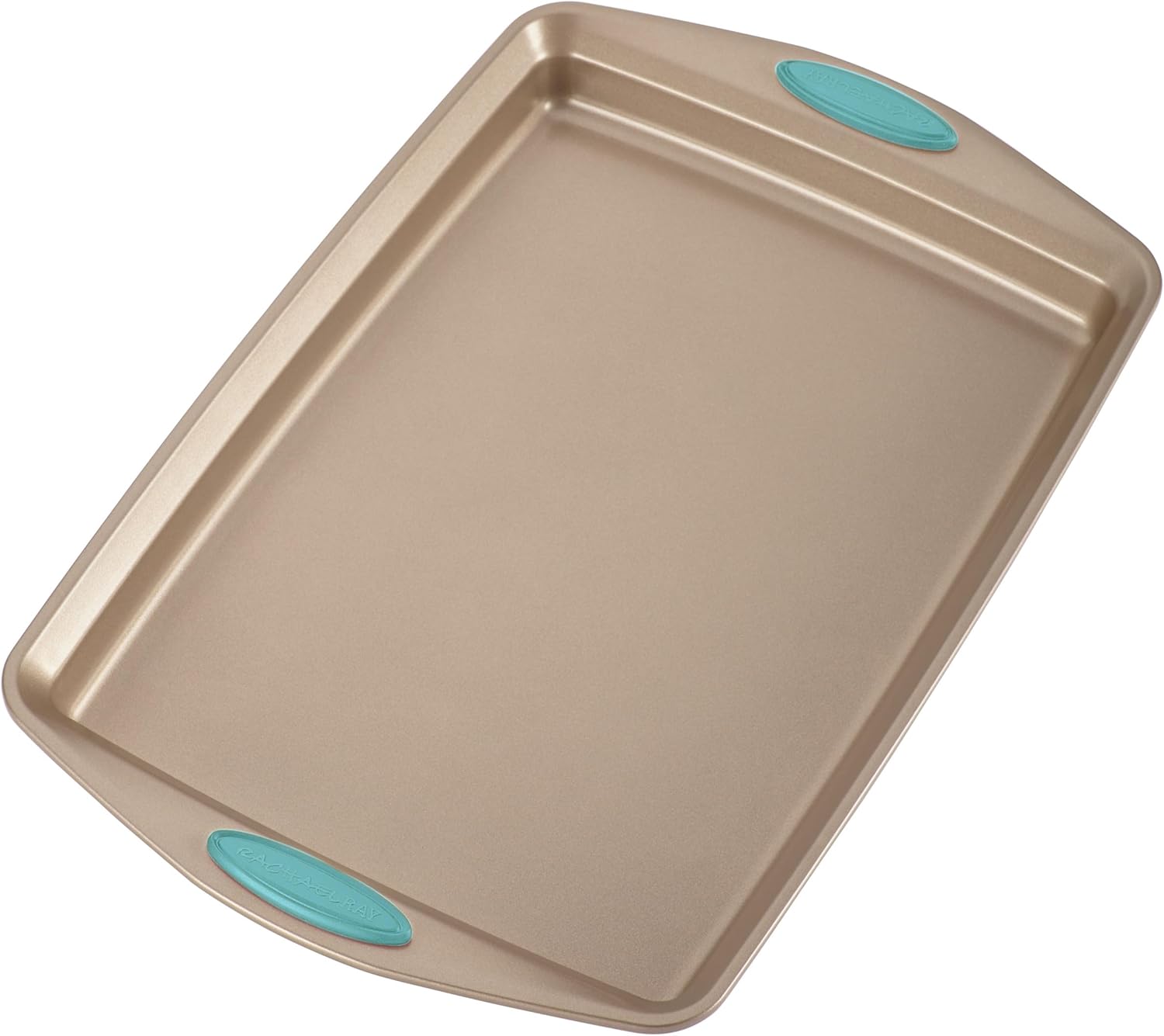 Rachael Ray 47578 Cucina Nonstick Bakeware Set with Grips Includes Nonstick Bread Pan, Baking Sheet, Cookie Sheet, Baking Pans, Cake Pan and Muffin Pan - 10 Piece, Latte Brown with Agave Blue Grips - Image 16