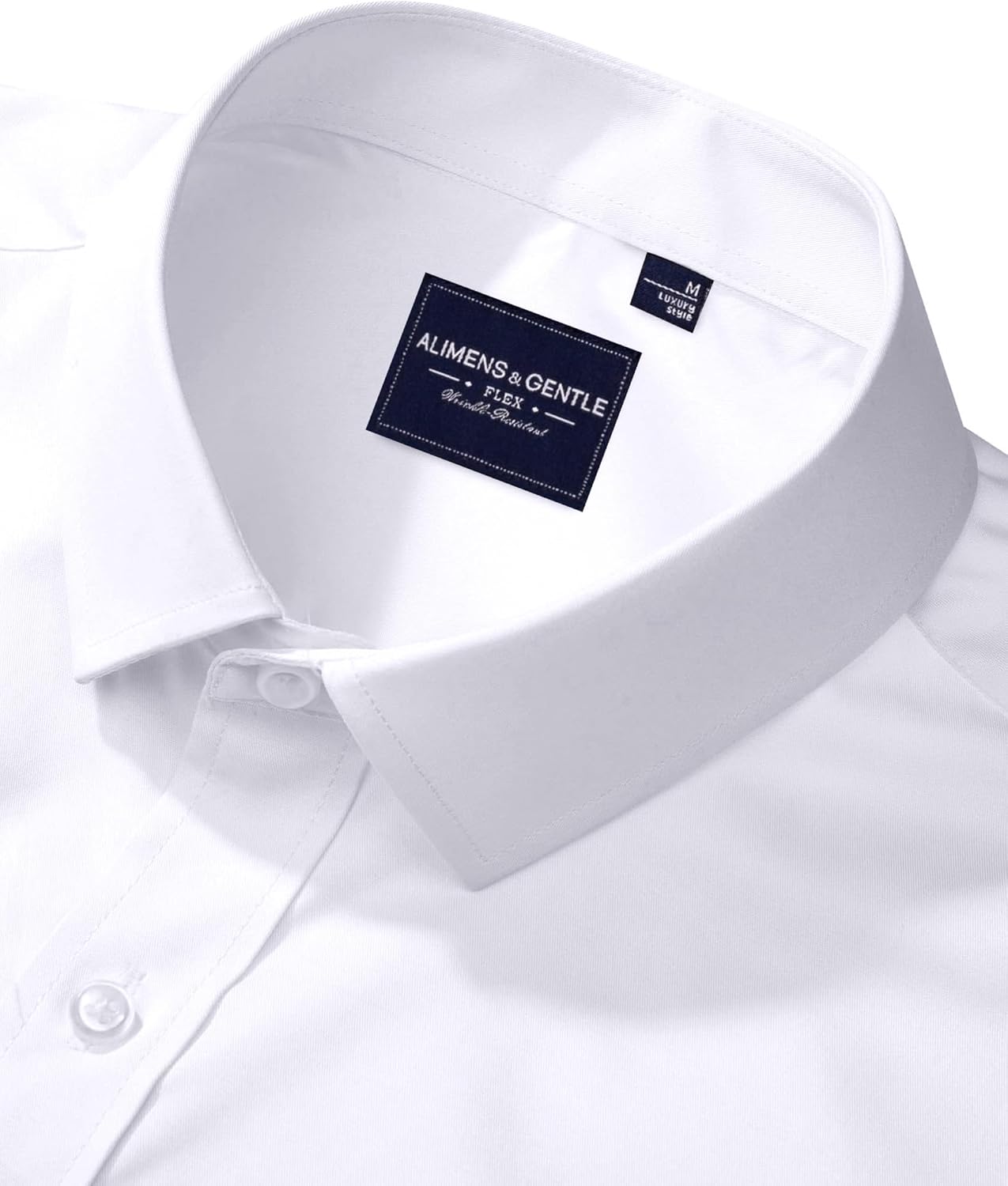 Alimens & Gentle Men's Dress Shirts Long Sleeve Wrinkle-Free Stretch Shirts Solid Formal Button Down Shirt with Pocket - Image 3
