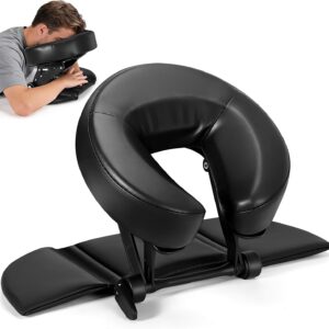 Face Down Tabletop Massage Kit, Adjustable Massage Headrest Face Cradle with Hand Rest Pad Universal Table Face Pillow for Office Desk & Spa Table Bed, Portable Ergonomic – Black