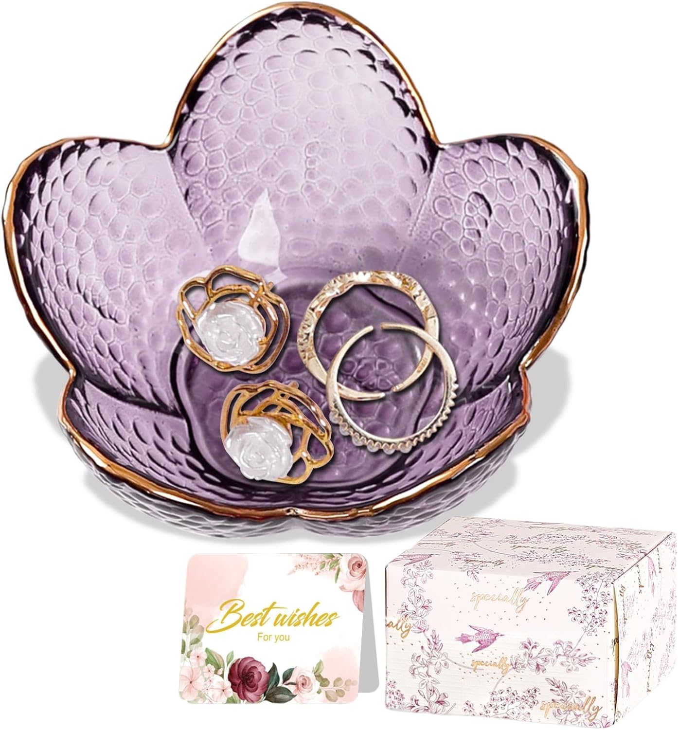 Purple Flower Jewelry Dish Glass Ring Holder Dish Jewelry Tray Cute Vanity Organizer Aesthetic Nightstand Bathroom Room Decor Trinket Dish Mothers Day Friendship Christmas Birthday Gifts for Women Purple Flower Jewelry Dish Glass Ring Holder Dish Jewelry Tray Cute Vanity Organizer Aesthetic Nightstand Bathroom Room Decor Trinket Dish Mothers Day Friendship Christmas Birthday Gifts for Women
